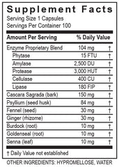 Daily-use ReleaseZyme bottle on counter for routine digestion support.