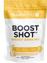 TransformHQ Boost Shot Pina Colada packets offering a refreshing energy lift.