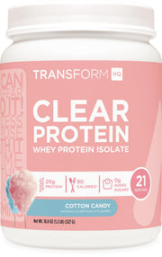 TransformHQ Clear Protein Powder Cotton Candy scoop: a light, refreshing post-workout option.