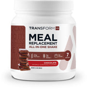 TransformHQ meal replacement bottle with scoop conveys convenient daily nutrition.