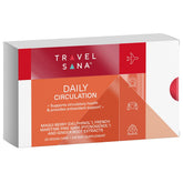 TRAVELSANA Daily Circulation Maqui Berry bottle showcasing antioxidants for vascular health.
