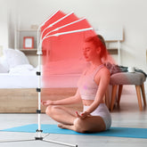 Trayvespace Red Lamp with stand showing flexible home use setup.
