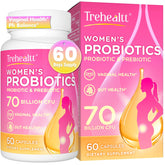 Trehealtt Vaginal Probiotics bottle front highlights 70B CFUs for daily balance.