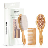TRENFI bamboo baby hair brush with ultra-soft bristles for gentle newborn grooming