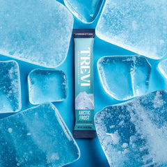 Close-up of TREVI Arctic Frost electrolyte packets showing clean ingredients