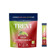 TREVI Cherry Lime packaging shows zero-sugar hydration for on-the-go use.