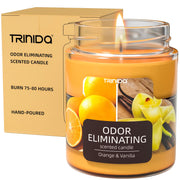 TRINIDa Orange & Vanilla candle front view shows powerful odor elimination for a fresher room