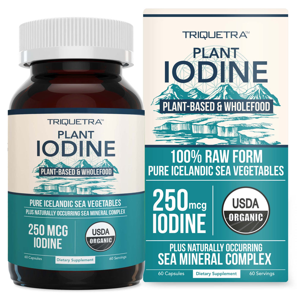 Triquetra Health Organic Iodine supplement bottle for daily whole-food iodine support.