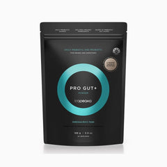 Tropeaka Pro Gut+ bottle being poured, supporting daily digestive wellbeing