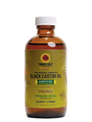 Tropic Isle Living Jamaican Black Castor Oil bottle shows a 4 oz size for nourishment.