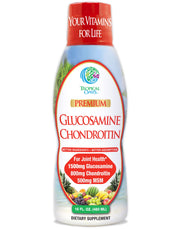 Tropical Oasis liquid glucosamine bottle front for smoother joints and daily comfort.