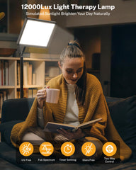 TroupePal light therapy lamp angle-adjustment for optimal exposure.