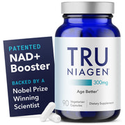 TRU NIAGEN bottle close-up showing NAD+ support for cellular energy.