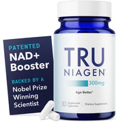 TRU NIAGEN bottle front showing NAD+ support for cellular energy