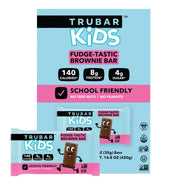 TRUBAR Kids Protein Bars fudge-tastic brownie pack for lunchboxes and on-the-go energy.