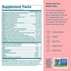 True Grace daily tablets close-up highlights easy-to-swallow nutrition for busy mornings.