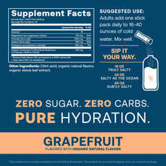 True Grace ElectroMag nutrition label highlighting electrolytes and zero sugar.