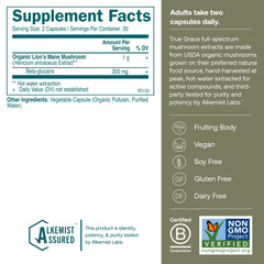True Grace Lions Mane capsules arranged for daily cognitive wellness