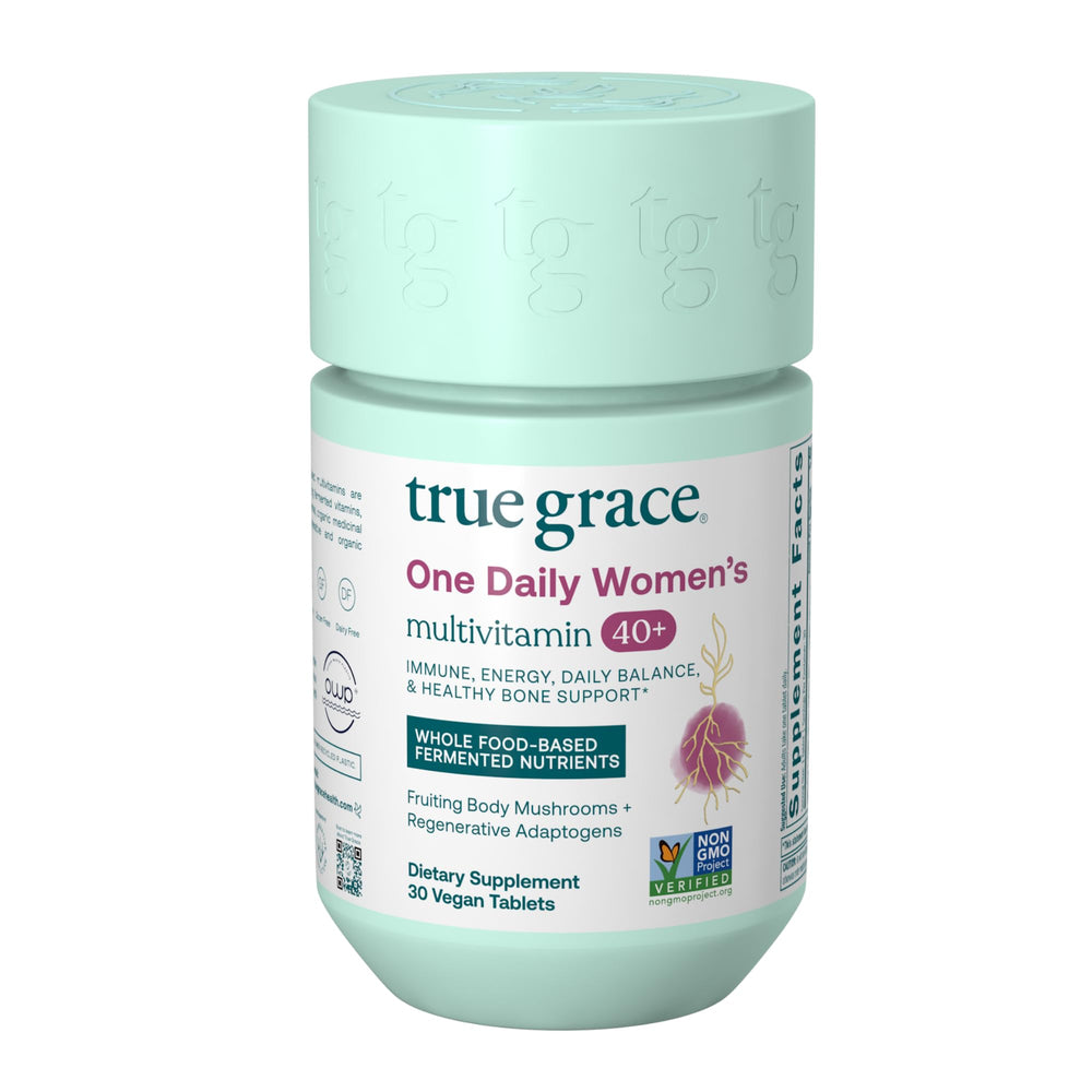 True Grace One Daily bottle closeup for daily wellness and routine