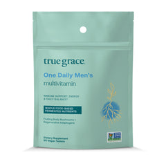 True Grace One Daily bottle front, vegan multivitamin for daily wellness and lifestyle support