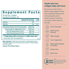 True Grace Prenatal DHA bottle side view; sustainably sourced omega-3 for pregnancy support
