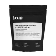 True Nutrition Whey Isolate Cold-Filtration bottle shows fat-free, easily mixable protein.