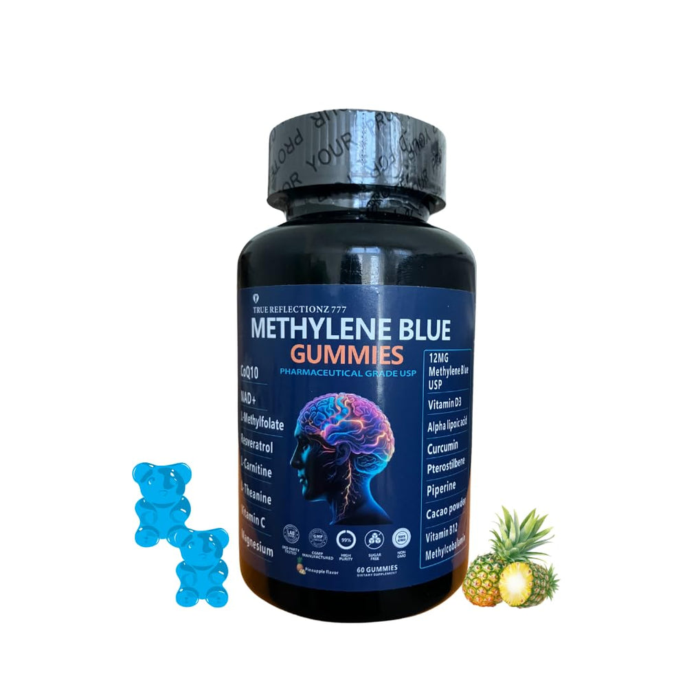 True Reflectionz Methylene Blue Gummies bottle with cognitive support formula for daily focus