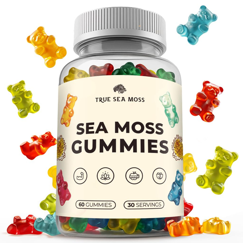 TrueSeaMoss gummies bottle for easy daily sea moss supplementation.