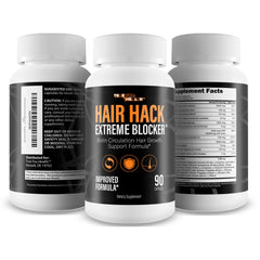 Hair Hack Extreme Blocker capsules shown for easy daily dosing