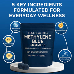 Blue raspberry gummies offering a tasty daily routine