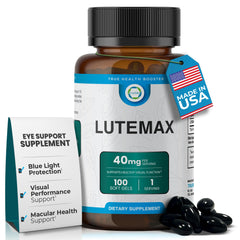 TRUEMED Lutemax 40 mg bottle supports macular health and clear vision.