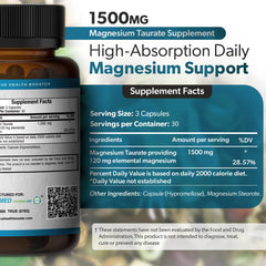 TRUEMED magnesium taurate label detail emphasizes easy daily supplement routine.