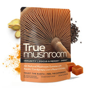TrueMushroom Immune Gummies Lion’s Mane close-up signals focus support.