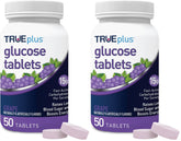 TRUEplus Glucose Tablets grape bottle front for quick energy on the go.