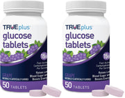 TRUEplus Glucose Tablets grape bottle front for quick energy on the go.