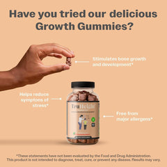 TruHeight Growth Gummies Watermelon package highlighting ashwagandha and clean formula.