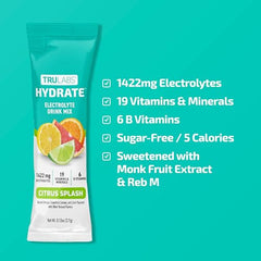 TRULABS Hydrate Citrus Splash single packet ready to mix after workouts.