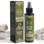 TRUMIRI White Sage Spray bottle closeup for cleansing spaces and calming aroma.