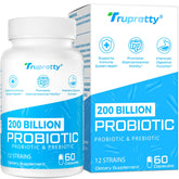 Trupretty 200B CFUs 12-strain probiotic bottle for daily gut support.