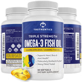 TRUTHENTICS Omega-3 lemon softgel bottle for daily wellness support.