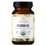 Truvani Organic Vitamin D3 tablet closeup highlighting plant-based source