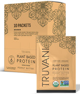 Truvani pea protein powder in peanut butter flavor for a clean vegan protein boost.