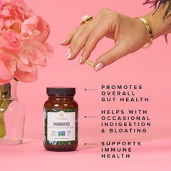 Truvani Probiotic label view showing ingredients and non-GMO commitment.