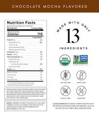 Truvani protein-energy-drink-mix chocolate mocha pour shows smooth texture.
