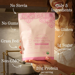 Shaker cup with Truvani whey shows creamy texture