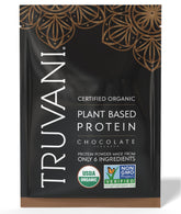 Truvani vegan pea protein powder chocolate tub for a clean plant-based protein source