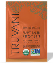 Truvani vegan pea protein pumpkin spice tub for clean high-protein shakes