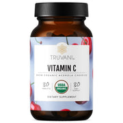 Truvani Vitamin C bottle front shows clean real-food formula for daily immune support