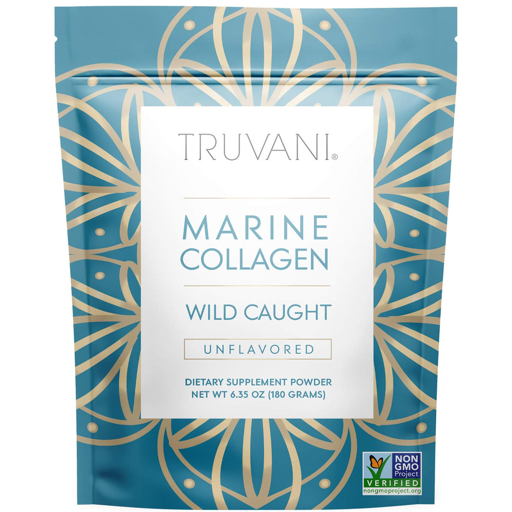 Truvani wild-caught marine collagen bottle for daily supplement routine.