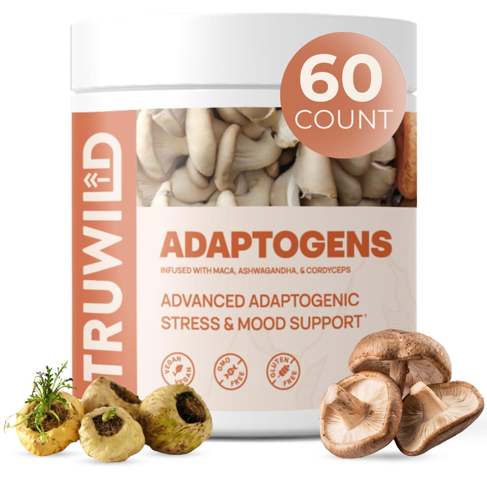 TruWild Adaptogen Cordyceps bottle shown for energy support
